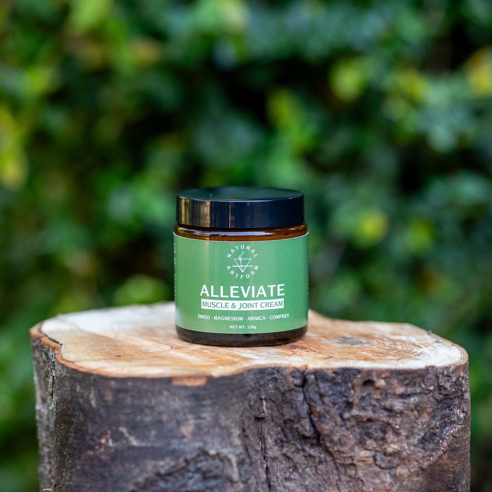 Jar of 'Alleviate'  muscle and joint cream